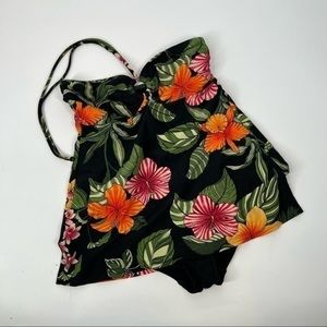 CHRISTINA one piece tropical skirt swimsuit size 8